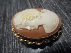 Antique Victorian Gold Filled GF Carved Shell Cameo Lady Portrait Brooch Pin!