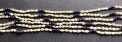 Vintage 3 Strand Natural Rice Pearls And Lapis Lazuli Beads 28in