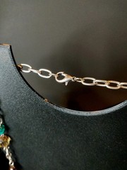 Vintage Silver Tone Etched, Brown And Teal Swirl Coin Art Glass & Plastic Beads