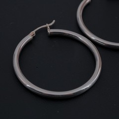 5.2g Jacmel Mauritius Sterling Silver Round Hoop Earrings 1.5in Minimalist
