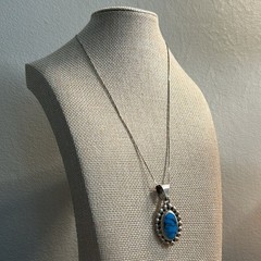 Vintage Taxco TD-29 Sterling Silver 1.75 Pendant Dyed Howlite Mexico Bubble Rope