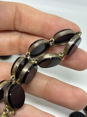 Antique Victorian Art Deco Sterling Silver Black Onyx Necklace Bracelet DAMAGED