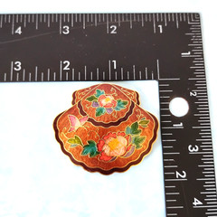 Vintage Cloisonne Floral Butterfly Enamel Buckle Seashell Shape