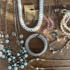 Icy Fairy Jewelry Lot Silver Aurora Bead Necklace Bracelet Charm Rhinestone 21PC