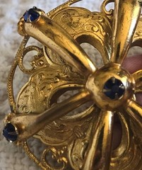 Vintage Goldtone And Blue Rhinestone Pendant. See Photos For Condition