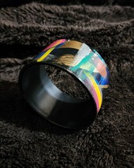 Vintage 80’s 90’s Hand Painted Abstract Woman’s Statement Bracelet EUC Colorful
