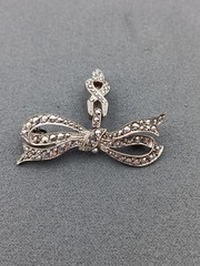 Vintage 800 Silver Marcasite Brooch Pin Watch Fob Pendant Signed 1.5″