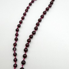 Vintage Genuine Natural Garnet Hand Knotted 4mm Bead Necklace, 38” Long