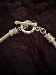 Vintage 8.5” European Charm Bracelet Floral Lampwork Glass Beads Silver Tone