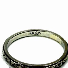 Antique 18K White Gold Wedding Band Ring Bridal Wreath Bouquet Orange Blossom