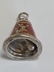 Sterling Silver ~ Siam Bell Charm ~ BEAUTIFUL RED ENAMEL ~ Pendant ~ VINTAGE