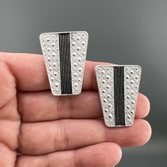 Vintage Art Deco Clip Earrings Lot of 3 Silver Tone Cut Steel Western Germany