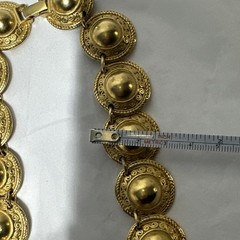 Vintage Erwin Pearl Collar Necklace Gold Tone Textured Dome Link Chunky Runway