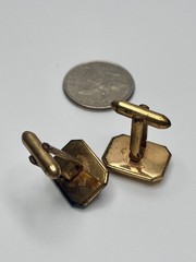 Vintage Dolan & Bullock Correct Quality Blue Glass Rectangle Gold Tone Cufflinks