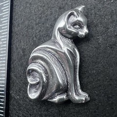 Vintage Beau Sterling Silver Cat Kitten Brooch 1.5″ 3.1g