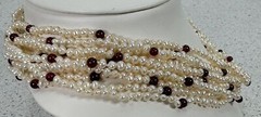 VINTAGE ESTATE GUMPS GARNET PEARL 14k GOLD NECKLACE 11 STRAND 17” ~ 89.2 Grams