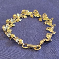 Vtg Sterling Silver Leaf Bracelet 7.32g Fine Jewelry 7.25″ Floral Fold Over
