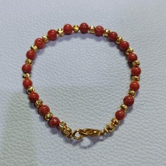 Vintage Natural Italy Coral Round Beads Bracelet Coral Gemstone Handmade Jewelry