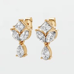 1.35 CTW Princess, Marquise & Pear Lab Grown Diamond Drop Earring Prong Setting