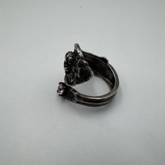 Vintage Sterling Silver 925 Leo & Pink Topaz 20.14mm Sz 6 Ring 6.1g