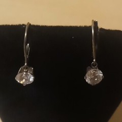 Vintage FI 925 DQ CZ Lever Back 1″ Dangle Earrings Estate Jewelry