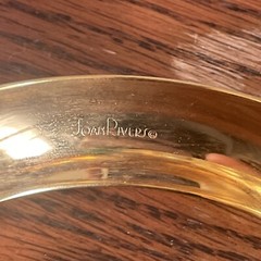 Joan Rivers Gold Tone & Green Metal Enamel Bangle Bracelet 7244