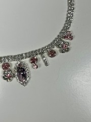 EISENBERG ICE Vintage Silver Tone Pink Rhinestone Crystal Choker Necklace