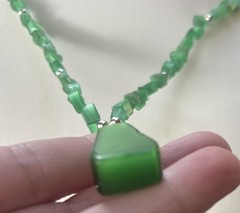 17” Aventurine Quartz Rich Green Necklace Boutique Designer Beaded Barrel Clasp