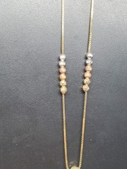 Vintage 14k Yellow Gold & Tri-Gold Faceted Bead Station Y Drop Necklace 16.5″