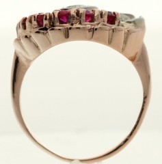Antique Deco Diamond Ruby Ring .63CT 14K Rose Gold Size 5.5