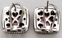 Vintage Crystal CZ Pink Topaz Gold & Silver Tone Detail Earrings & Pendant Set
