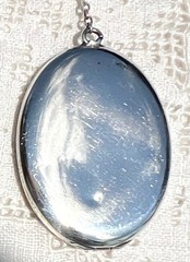 1930s Art Deco ORANGE/BLACK Enamel Checkerboard Sterling Locket Necklace~GERMANY