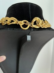 ANNE KLEIN Signed GOLD TONE DOUBLE-LINK CHAIN 15″ STATEMENT CHOKER NECKLACE!