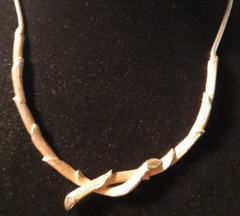Vintage Mid Century Modern Brushed Gold Plated 80s Choker Necklace Signed OF