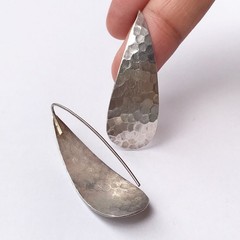 Vintage 925 Sterling Silver Teardrop Hammered Drop Earrings 4.5 cm