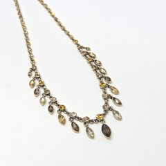 Rhinestone Gold Tone Choker Necklace Multiple Dangles Adjustable Length 16-18″