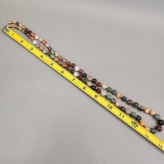 Vintage Stone Beaded Necklace 9mm Round Multicolor Assorted 28″