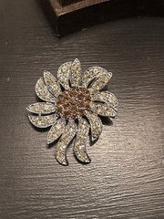 Celebrity NYBrooch Flower Rhinestone Vintage Brooch Costume Jewelry Marked
