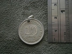George VI Malaya 10 Cents Coin Bracelet Charm Pendant 1950 ~ 3.0g
