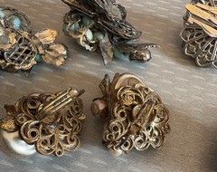 Robert Clip Earring LOT 6 Pair Wired Bead Cluster AB Rhinestone All Signed Vtg