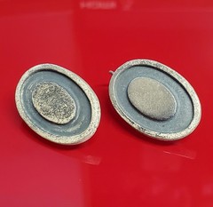 VTG 925 Mexico Oval Oxidized Gray 1in Earrings Sterling Silver 13g Rustic Estate