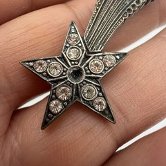 Antique Shooting Star Brooch Trombone Clasp Clear Crystal Read