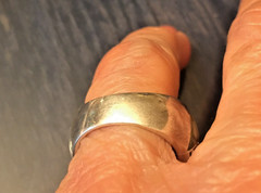 Vintage Sterling silver Abalone Inlay Chunky Geometric Ring Size 6