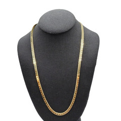 Heavy Double Layer Flat Square Link Chain Gold Tone Necklace Vintage Korea 1970s