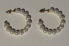Lot of 3 pair Gold Tone Pearl Earrings Costume Jewelry Pierced Post Hoops
