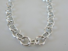 Italian Sterling Silver 925 Rolo Link Charm Chain Bracelet 7.5″