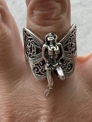925 Sterling Silver Detailed Fairy Ring Size 9.5 Vintage Estate Jewelry