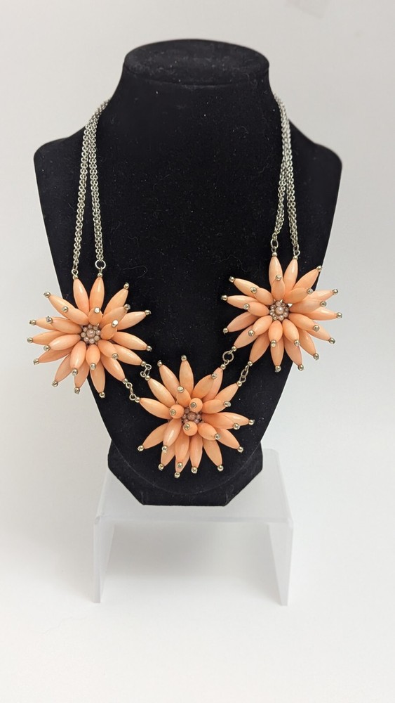 MCM Peachy Pink Large Triple Floral Statement Necklace