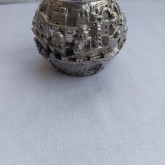 Vintage Jerusalem City Heritage Statue Made of Stone Plated with 925 Silver