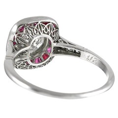 Art Deco 3.30 Ct Diamond & Ruby Antique Vintage Wedding Ring 925 Sterling Silver